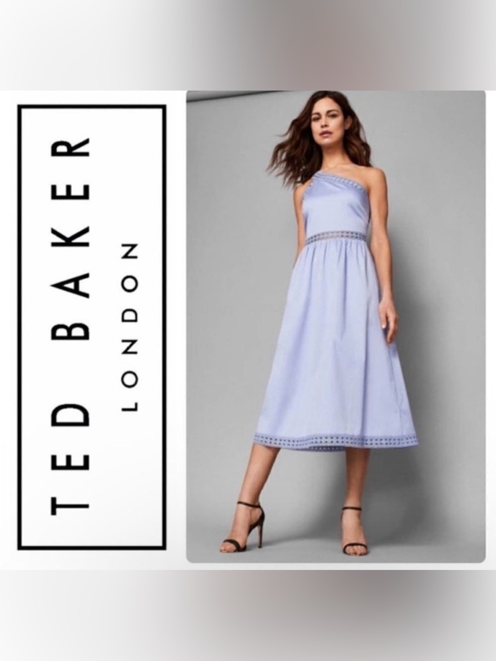 Ted Baker London blue Kallii One-Shoulder Midi Dress with Eyelet Details - 0